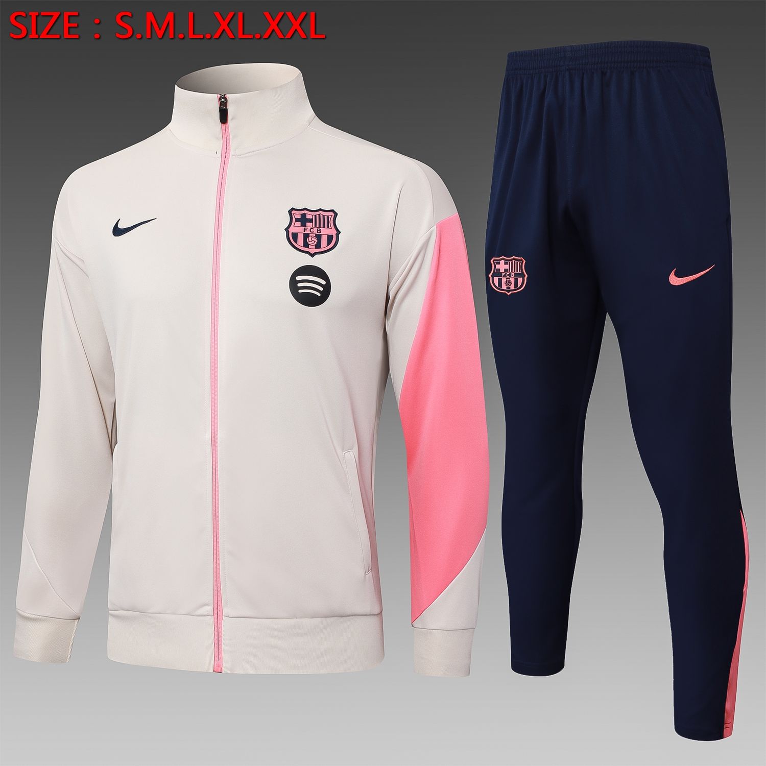 Barcelona Cream, Pink and Navy Long Tracksuit Set Barcelona Cream, Pink and Navy Long Tracksuit Set