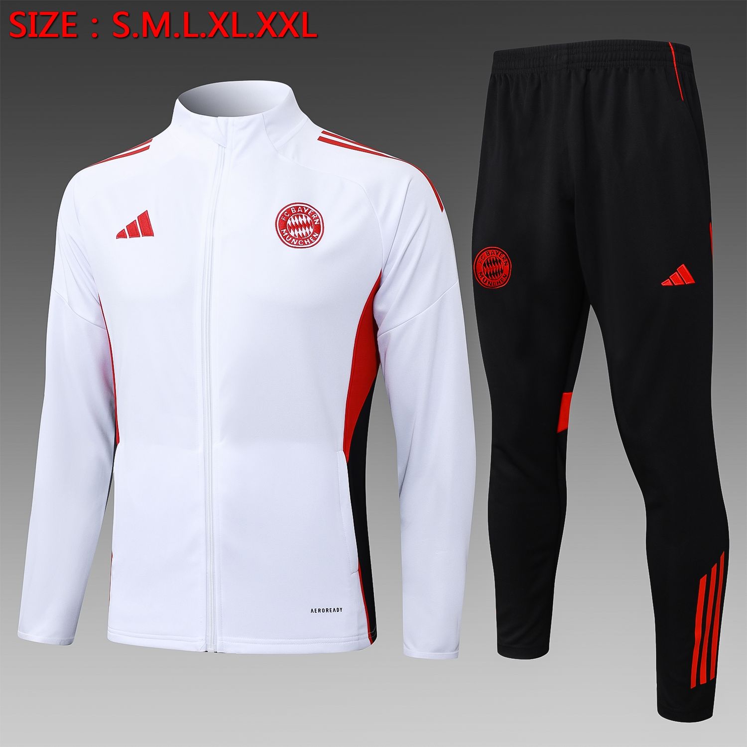 Bayern Munich White, Red and Black Tracksuit Set Bayern Munich White, Red and Black Tracksuit Set
