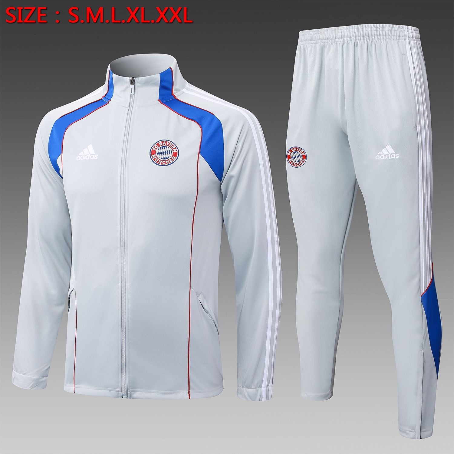 Bayern Munich Grey and Blue Tracksuit Set Bayern Munich Grey and Blue Tracksuit Set