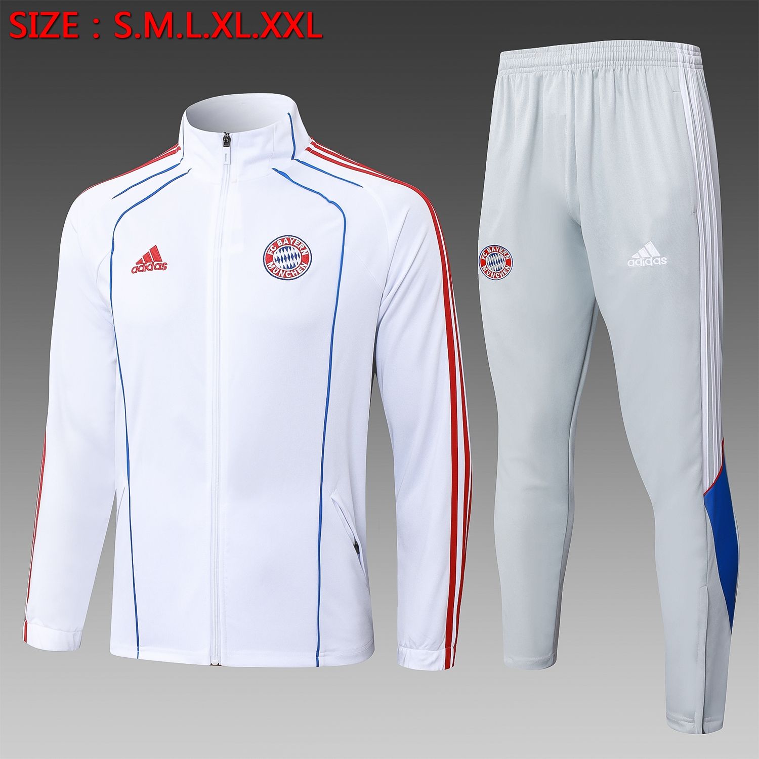 Bayern Munich White and Grey Tracksuit Set Bayern Munich White and Grey Tracksuit Set