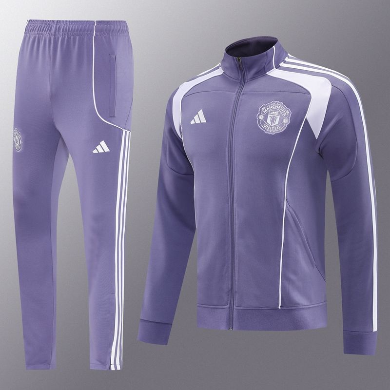 Man United Purple and White Long Tracksuit Set