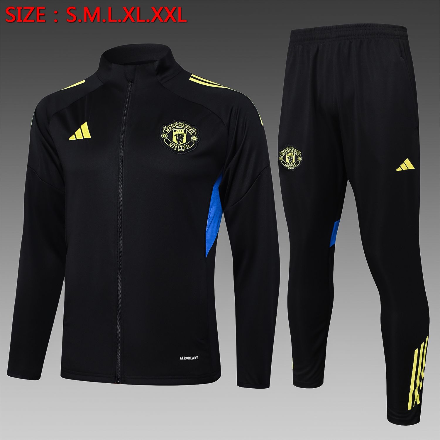 Man United Black and Yellow Long Tracksuit Set Man United Black and Yellow Long Tracksuit Set