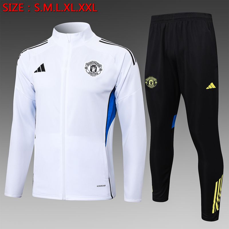 Man United White and Black Long Tracksuit Set