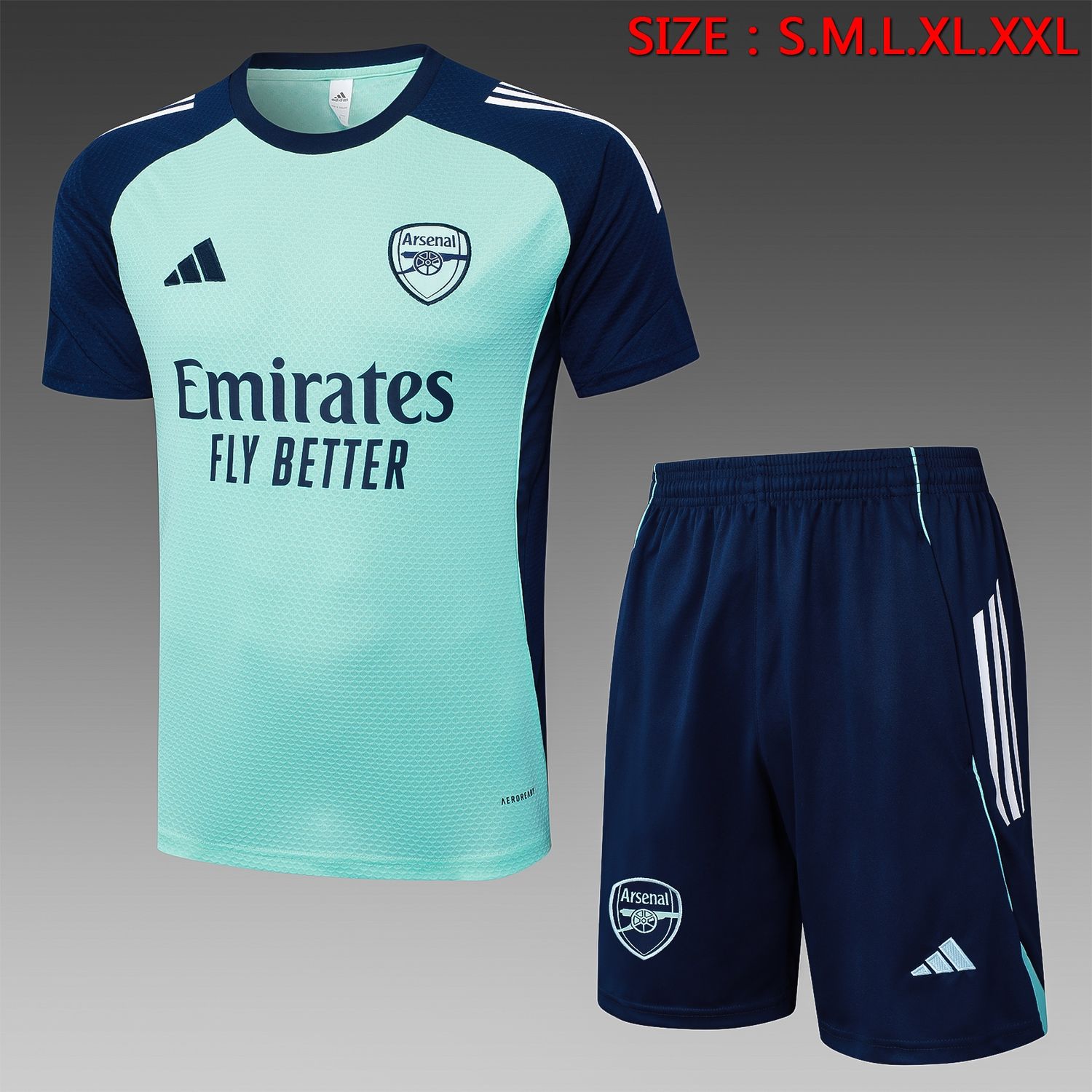 Arsenal Aqua and Navy Short Sleeve Training Set Arsenal Aqua and Navy Short Sleeve Training Set
