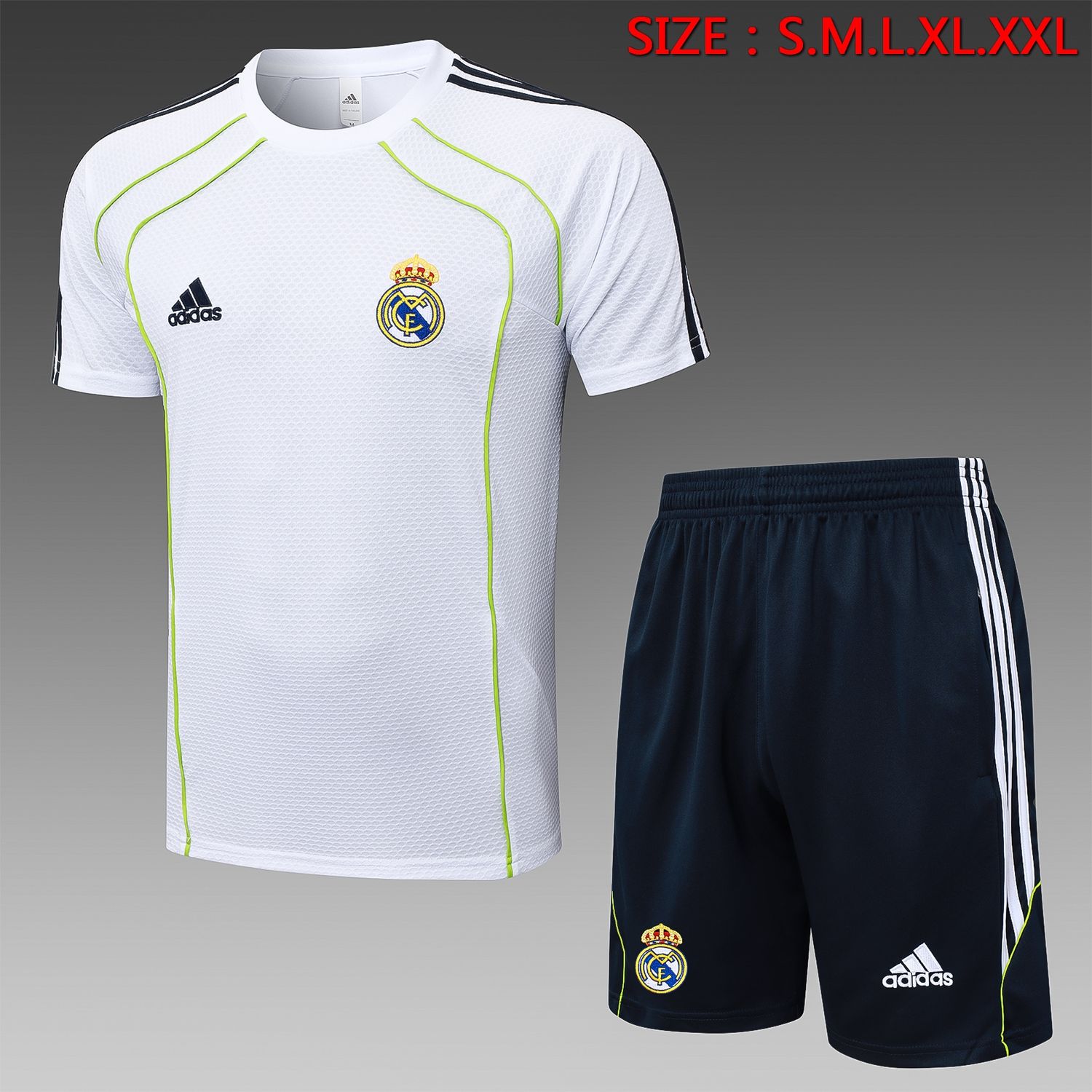 Real Madrid White, Green and Navy Short Sleeve Training Set Real Madrid White, Green and Navy Short Sleeve Training Set