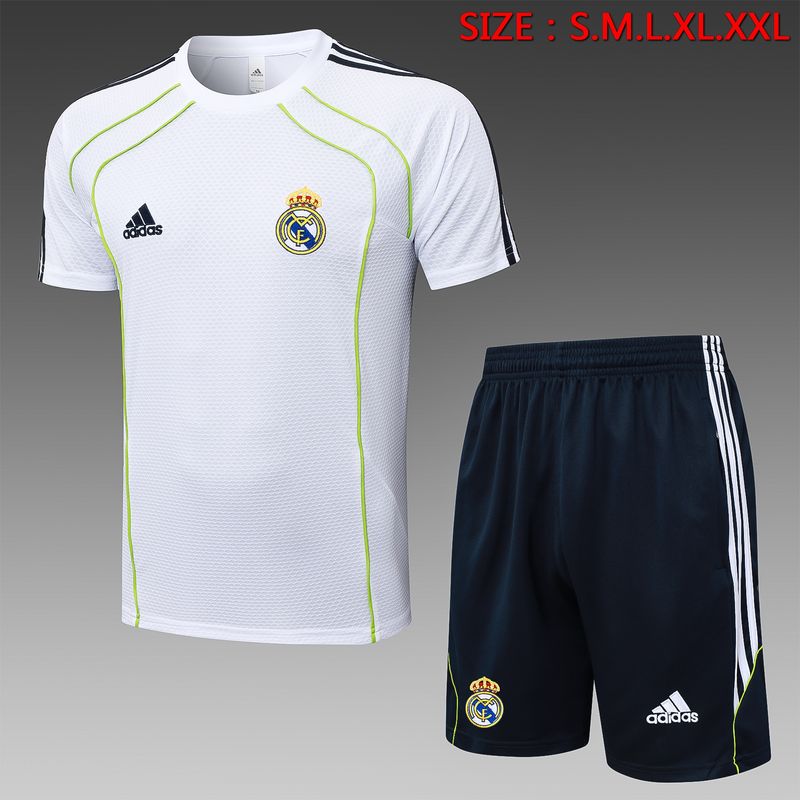 Real Madrid White, Green and Navy Short Sleeve Training Set