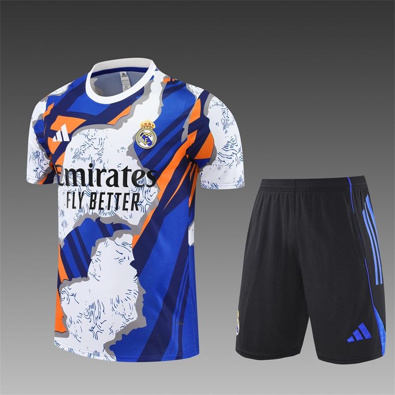 Real Madrid White, Blue, Orange and Black Short Sleeve Training Set
