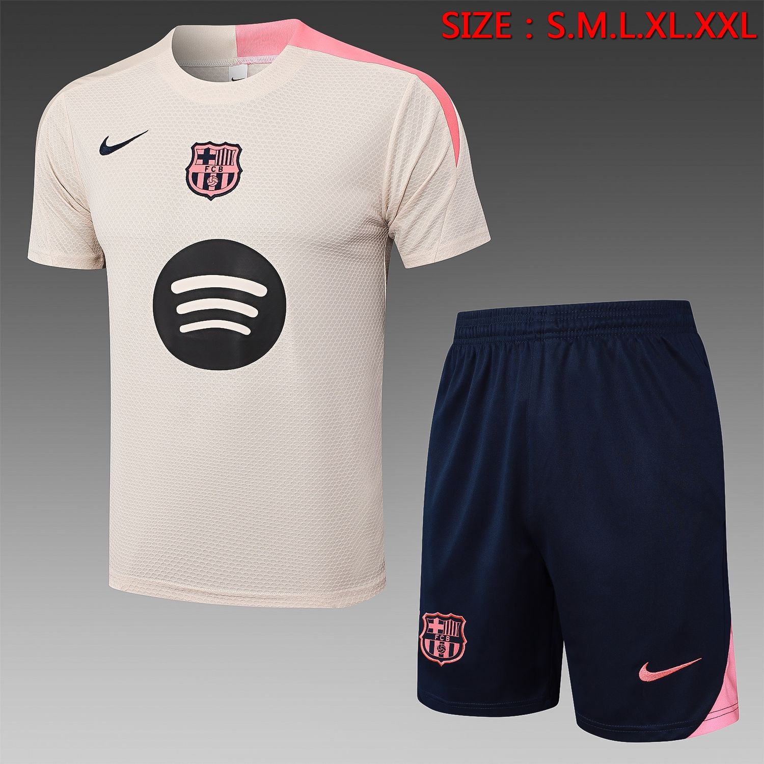 Barcelona Ivory, Navy and Pink Short Sleeve Training Set Barcelona Ivory, Navy and Pink Short Sleeve Training Set