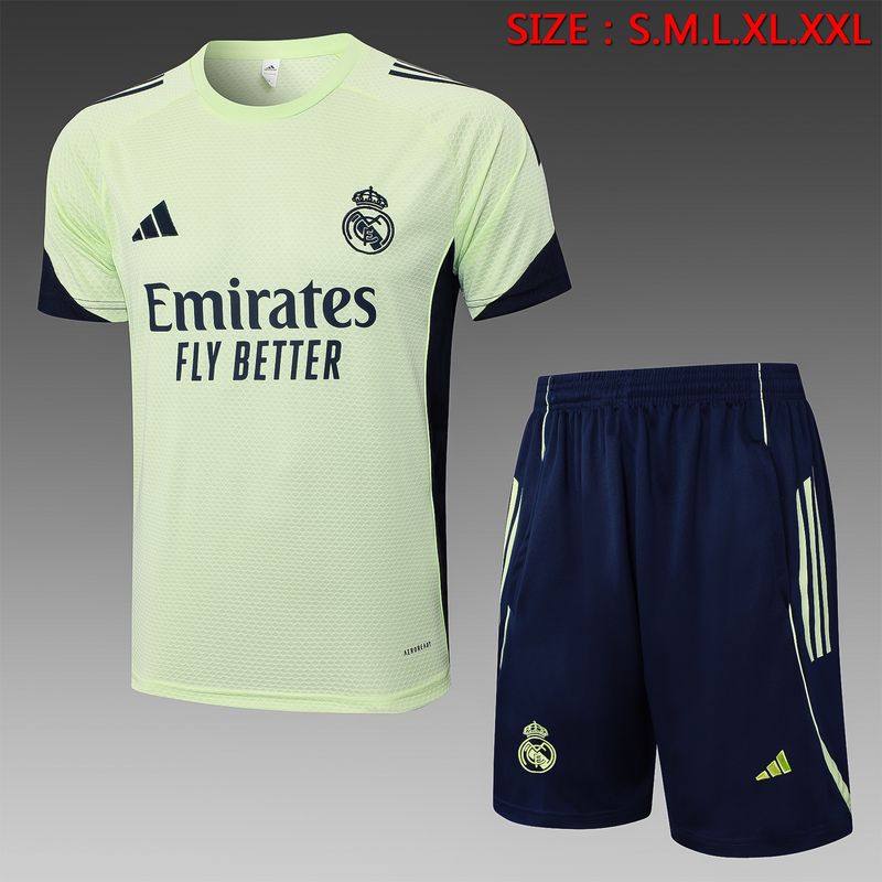 Real Madrid Light Green and Navy Short Sleeve Training Set