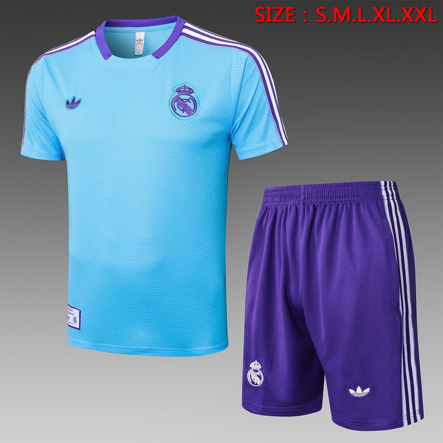 Real Madrid Blue and Purple Short Sleeve Training Set Real Madrid Blue and Purple Short Sleeve Training Set