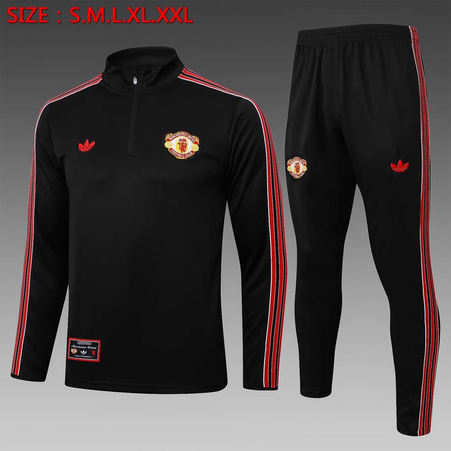 Man United Black, Red and White Long Sleeve Training Set  Man United Black, Red and White Long Sleeve Training Set