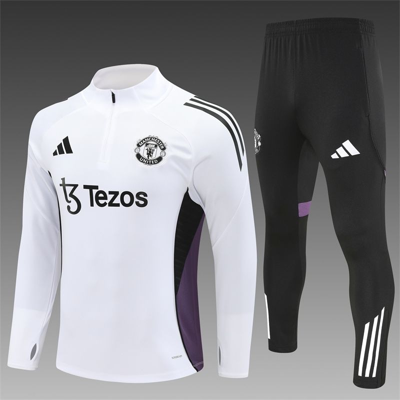 Man United White, Black and Purple Long Sleeve Training Set 