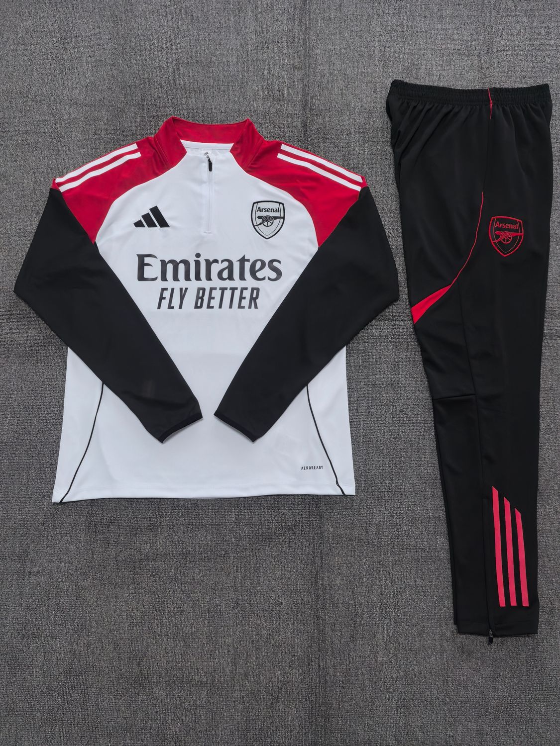 Arsenal White, Black and Red Long Sleeve Training Set  Arsenal White, Black and Red Long Sleeve Training Set