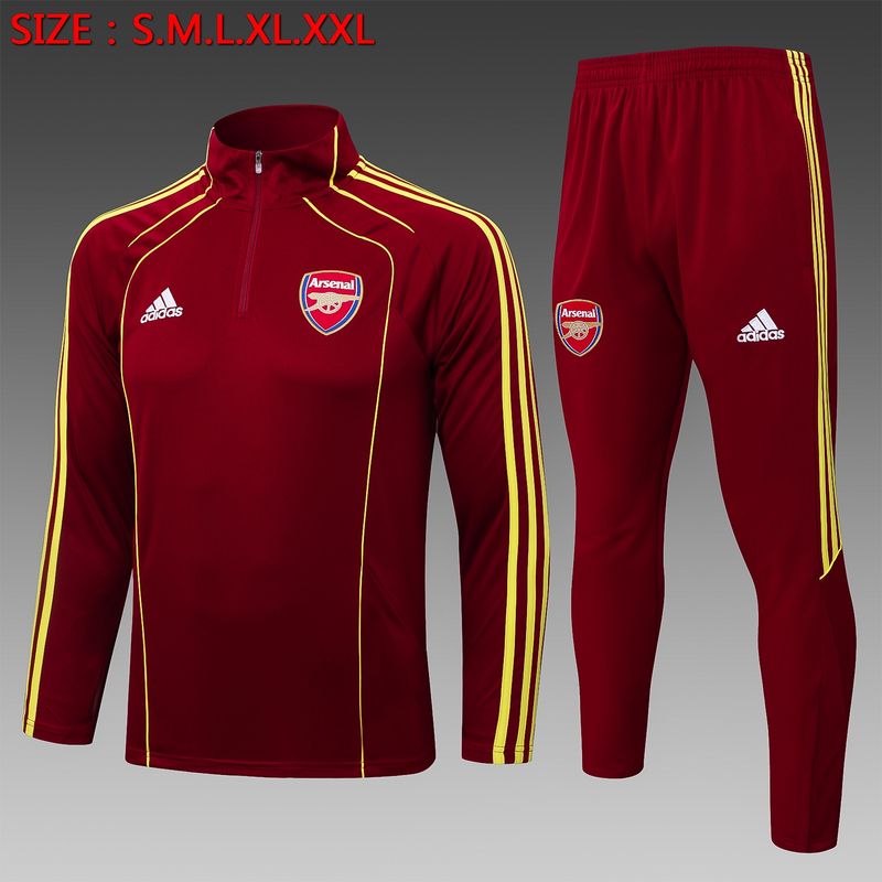 Arsenal Maroon and Yellow Long Sleeve Training Set 