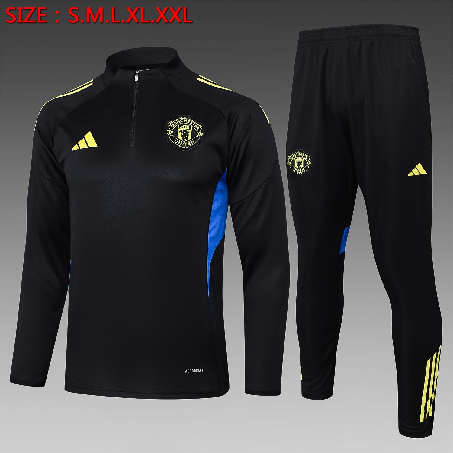 Man United Black, Blue and Yellow Long Sleeve Training Set  Man United Black, Blue and Yellow Long Sleeve Training Set