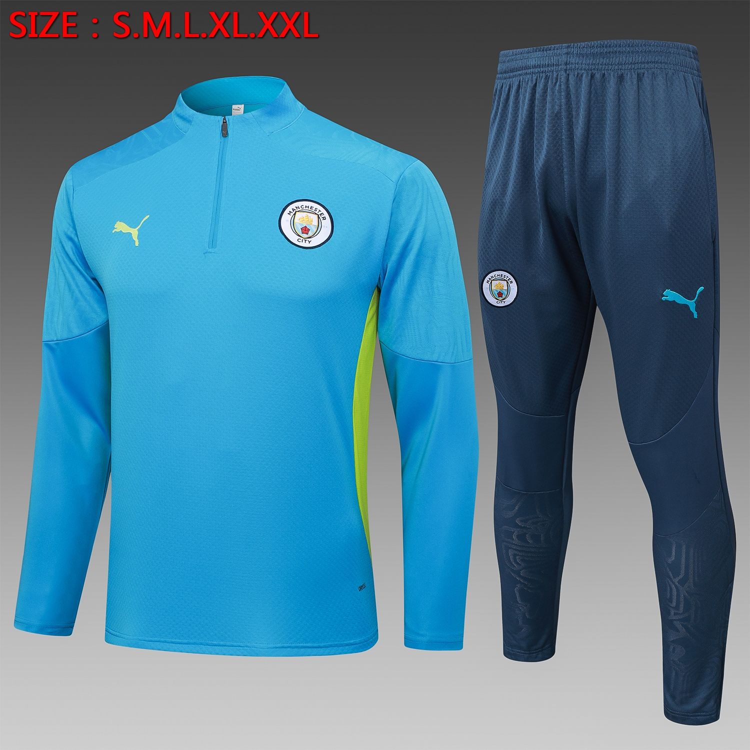 Manchester City Blue, Navy and Yellow Long Sleeve Training Set  Manchester City Blue, Navy and Yellow Long Sleeve Training Set