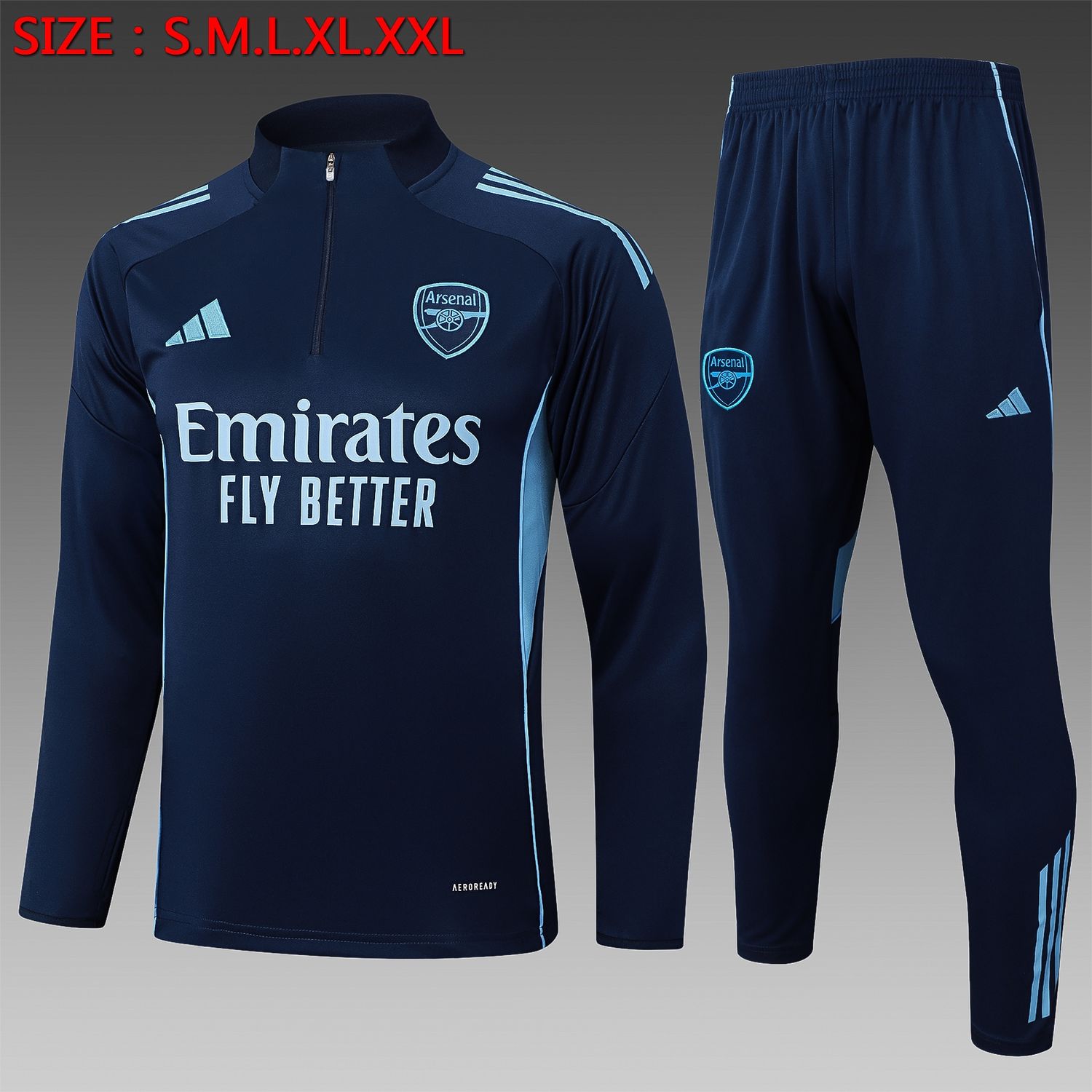 Arsenal Navy and Blue Long Sleeve Training Set  Arsenal Navy and Blue Long Sleeve Training Set