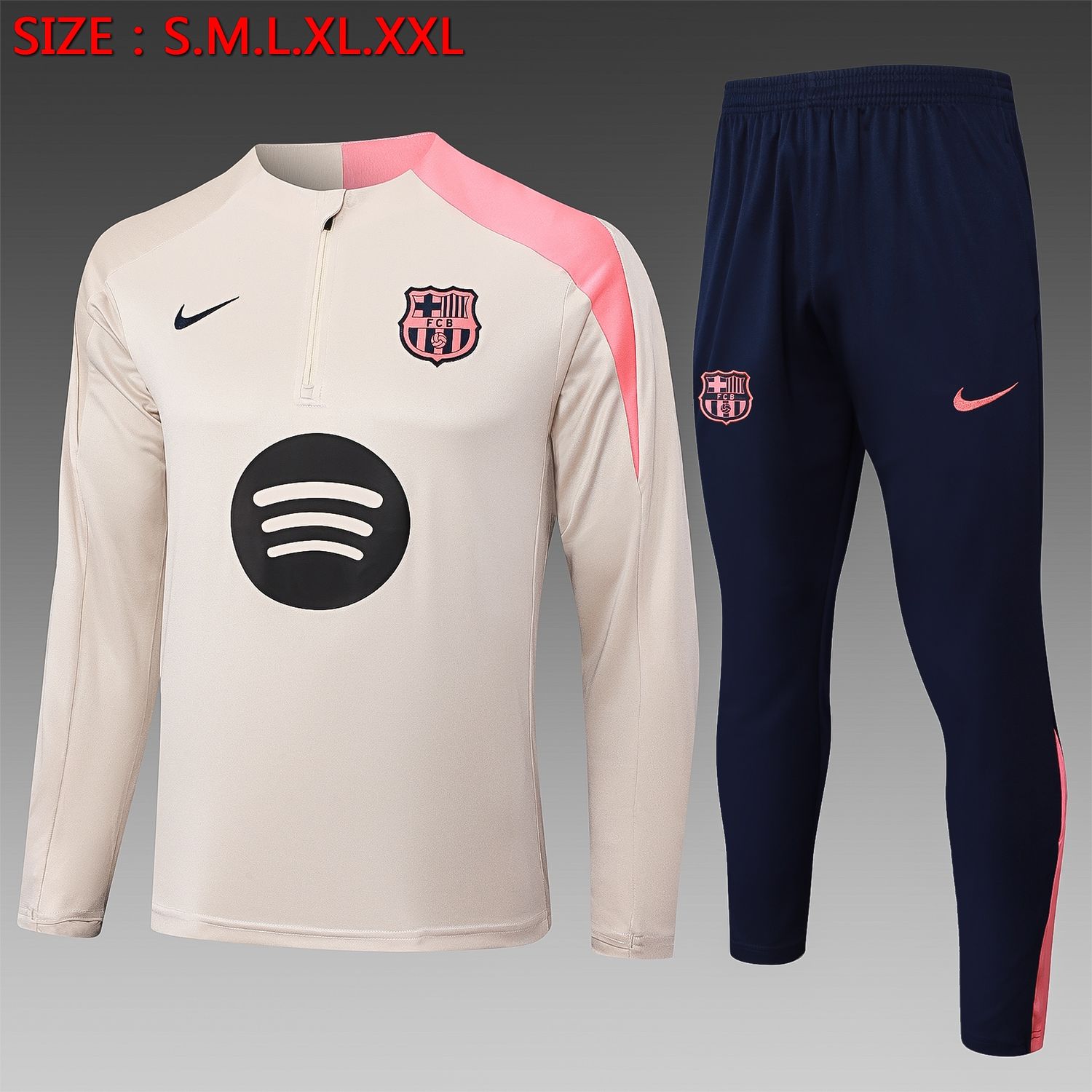 Barcelona Ivory, Pink and Navy Long Sleeve Training Set  Barcelona Ivory, Pink and Navy Long Sleeve Training Set