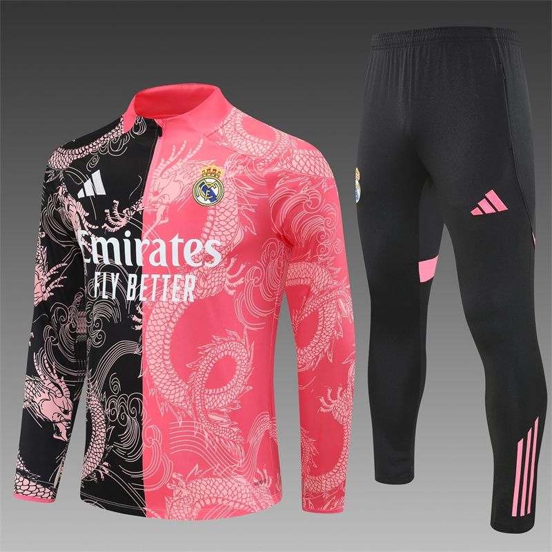 Real Madrid Pink and Black Dragon Long Sleeve Training Set 