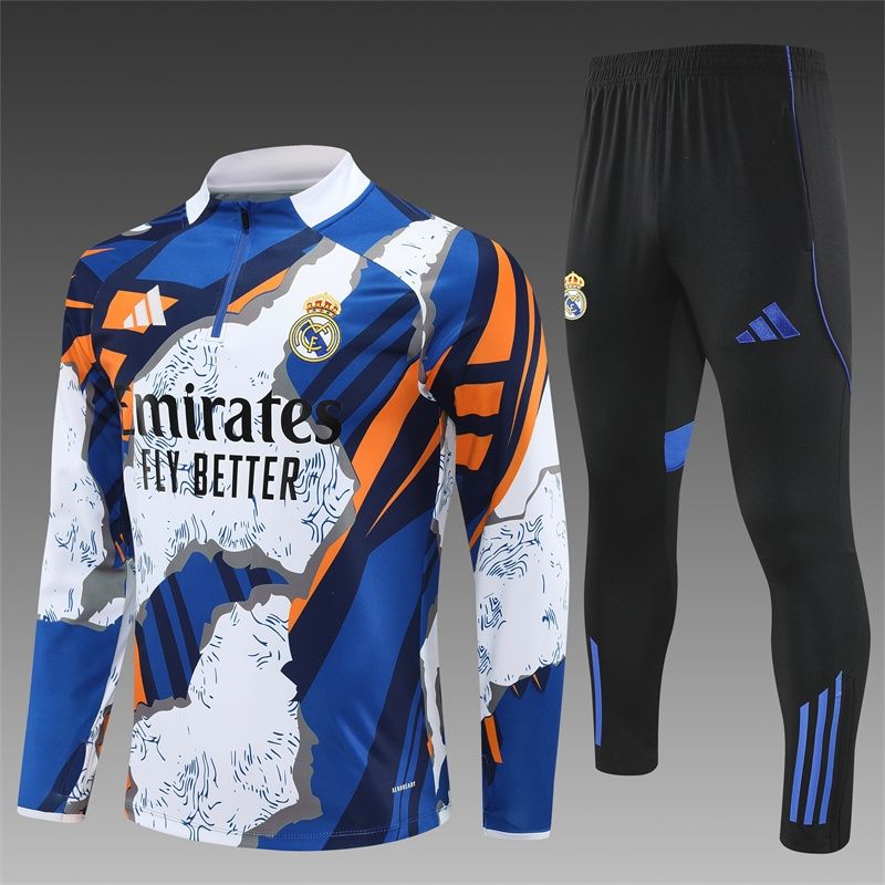 Real Madrid White, Blue, Orange and Black Long Sleeve Training Set  Real Madrid White, Blue, Orange and Black Long Sleeve Training Set