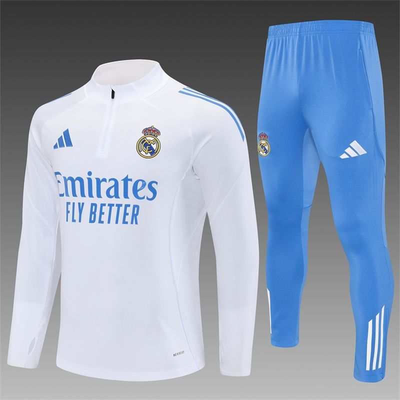 Real Madrid White and Blue Long Sleeve Training Set  Real Madrid White and Blue Long Sleeve Training Set