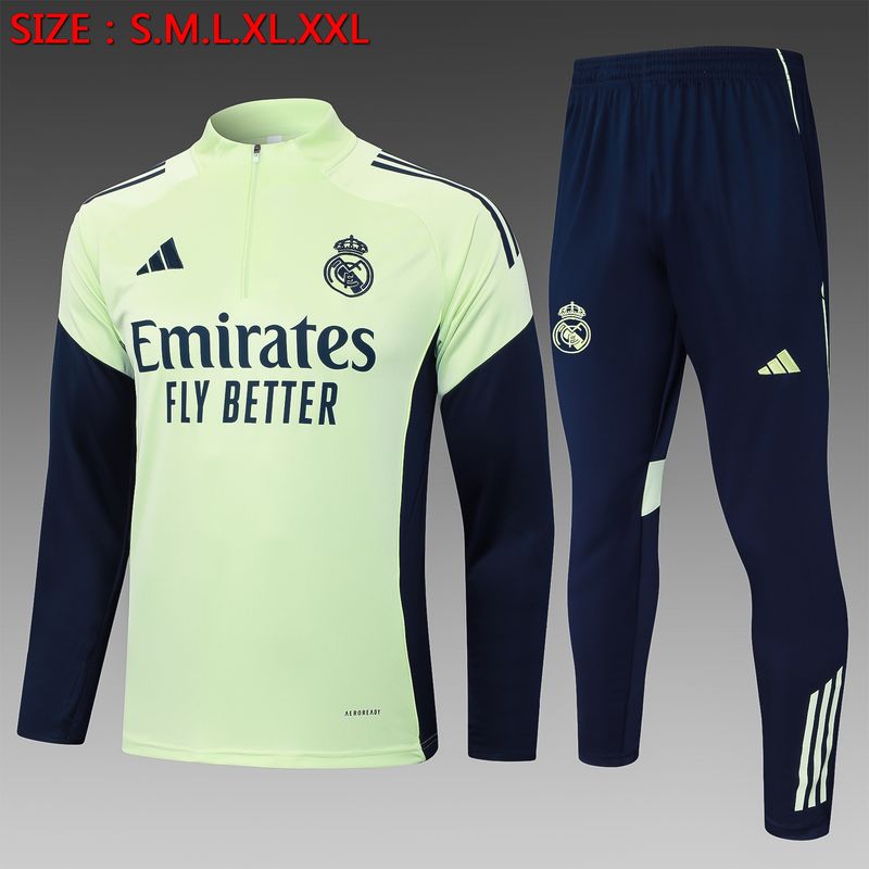 Real Madrid Light Green and Navy Long Sleeve Training Set 