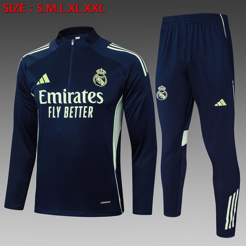 Real Madrid Navy and Light Green Long Sleeve Training Set 