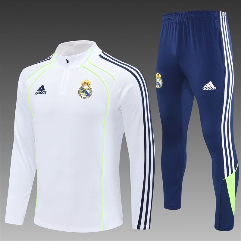 Real Madrid White, Navy and Green Long Sleeve Training Set  Real Madrid White, Navy and Green Long Sleeve Training Set