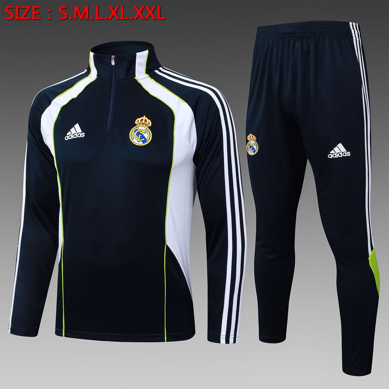 Real Madrid Navy, White and Green Long Sleeve Training Set  Real Madrid Navy, White and Green Long Sleeve Training Set