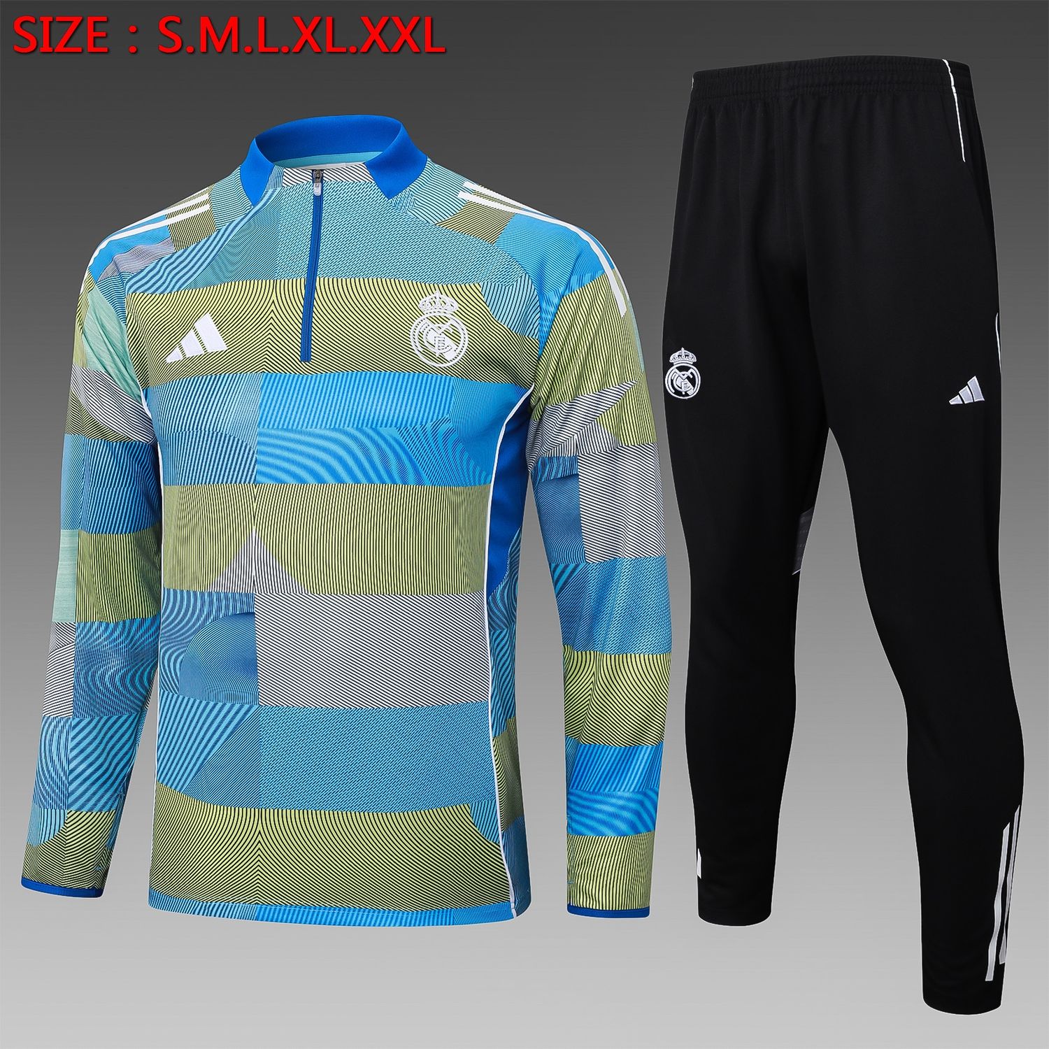Real Madrid Blue, Green and Black Long Sleeve Training Set  Real Madrid Blue, Green and Black Long Sleeve Training Set