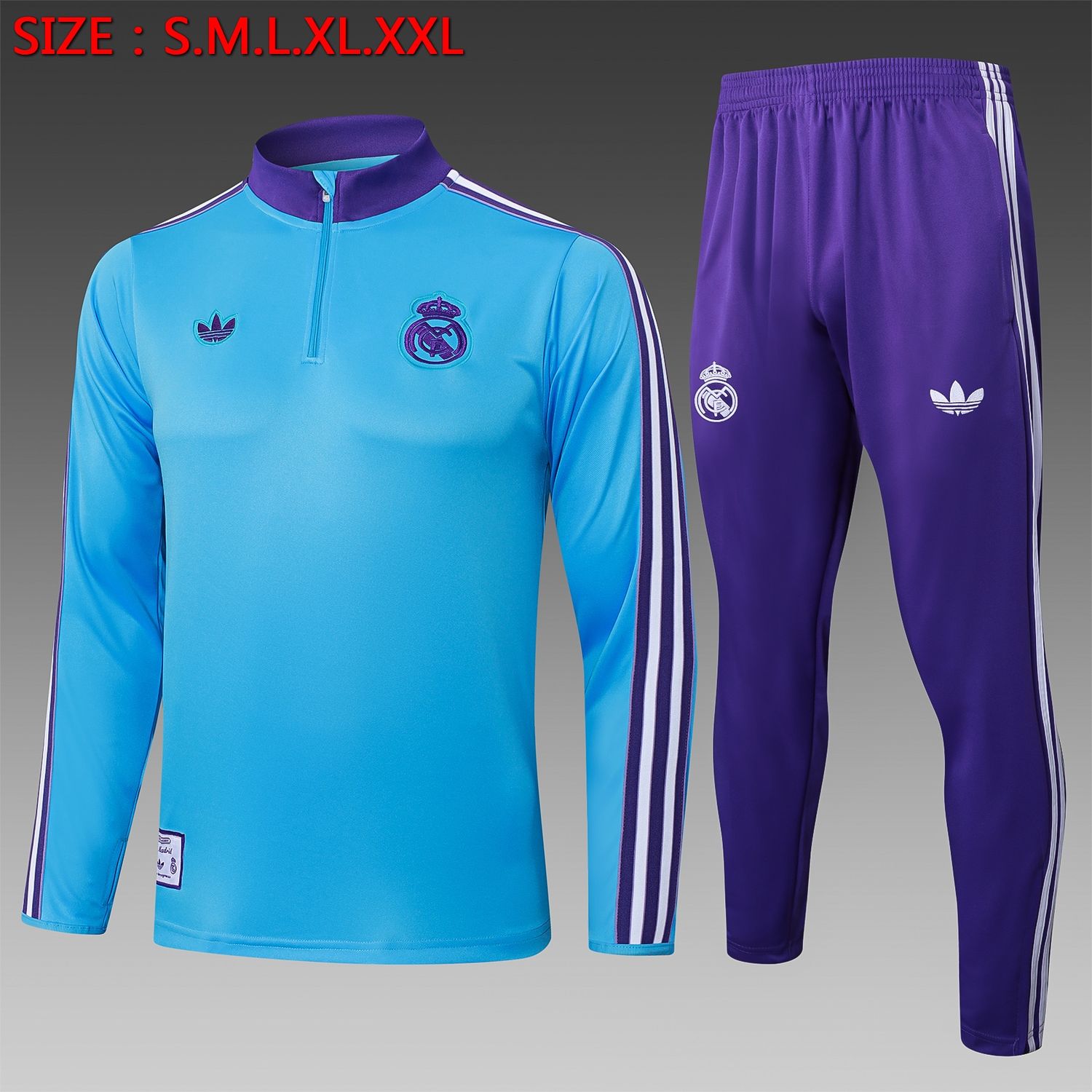 Real Madrid Blue and Purple Long Sleeve Training Set  Real Madrid Blue and Purple Long Sleeve Training Set