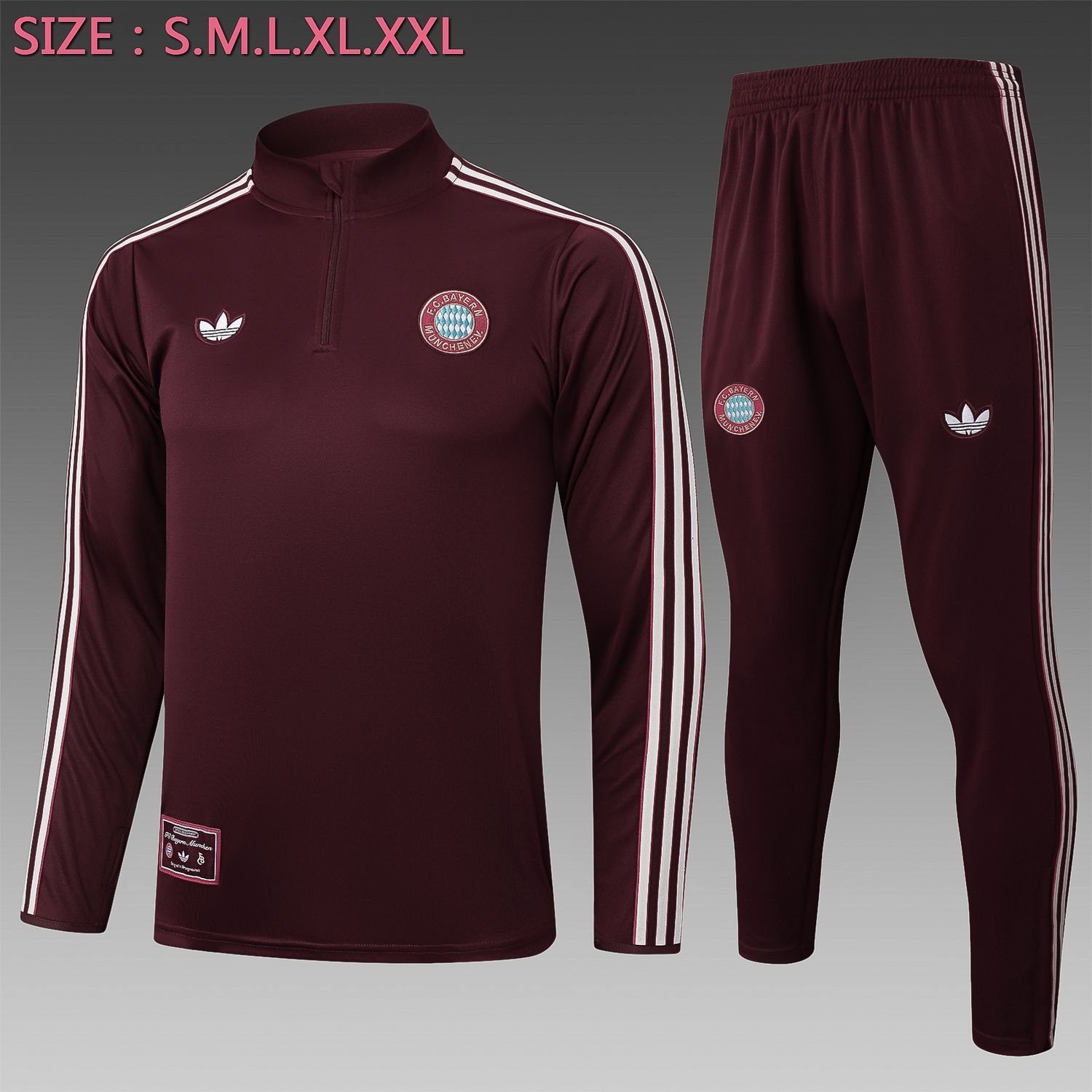Bayern Munich Maroon Long Sleeve Training Set  Bayern Munich Maroon Long Sleeve Training Set