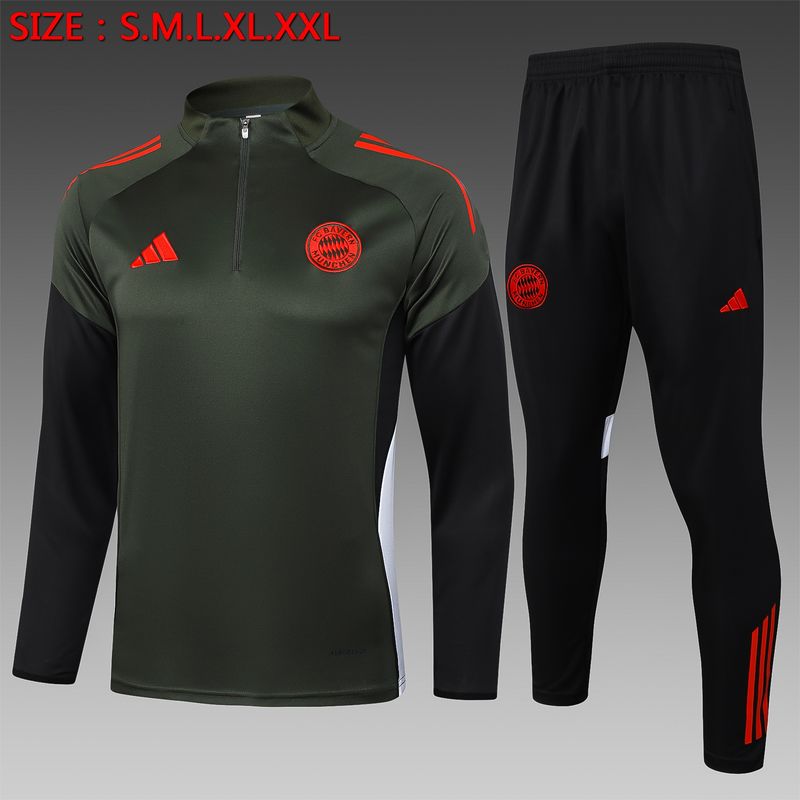 Bayern Munich Bottle Green and Black Long Sleeve Training Set 