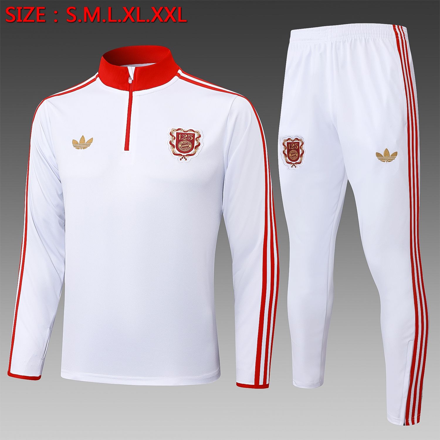 Bayern Munich White and Red Long Sleeve Training Set  Bayern Munich White and Red Long Sleeve Training Set