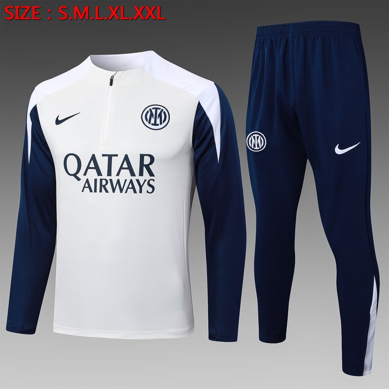 Inter Milan White and Navy Long Sleeve Training Set 