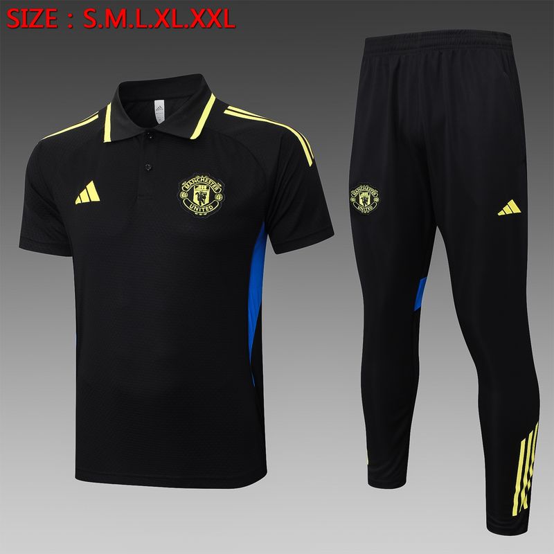 Man United Black, Blue and Yellow Short Sleeve Tracksuit