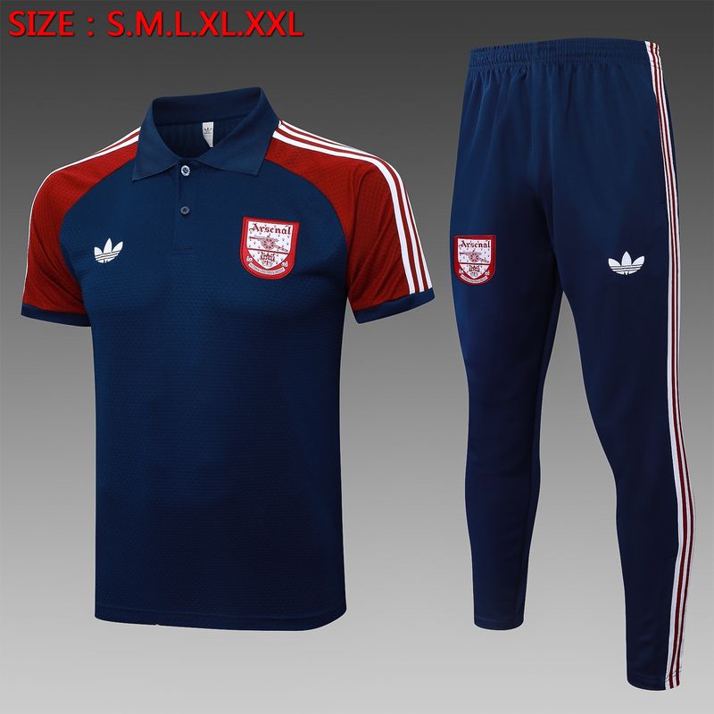Arsenal Navy and Maroon Short Sleeve Tracksuit