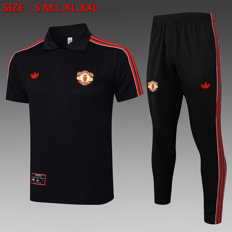  Man United Black and Red Short Sleeve Tracksuit