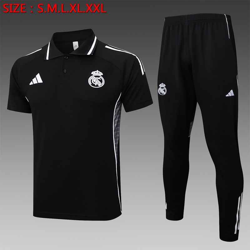 Real Madrid Black Short Sleeve Tracksuit