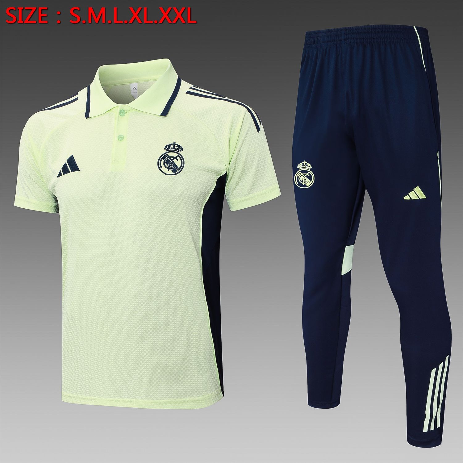 Real Madrid Light Green and Navy Short Sleeve Tracksuit Real Madrid Light Green and Navy Short Sleeve Tracksuit