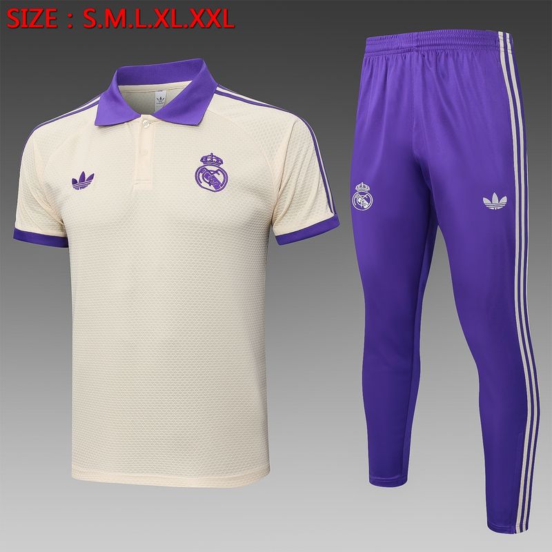 Real Madrid Ivory and Purple Short Sleeve Tracksuit