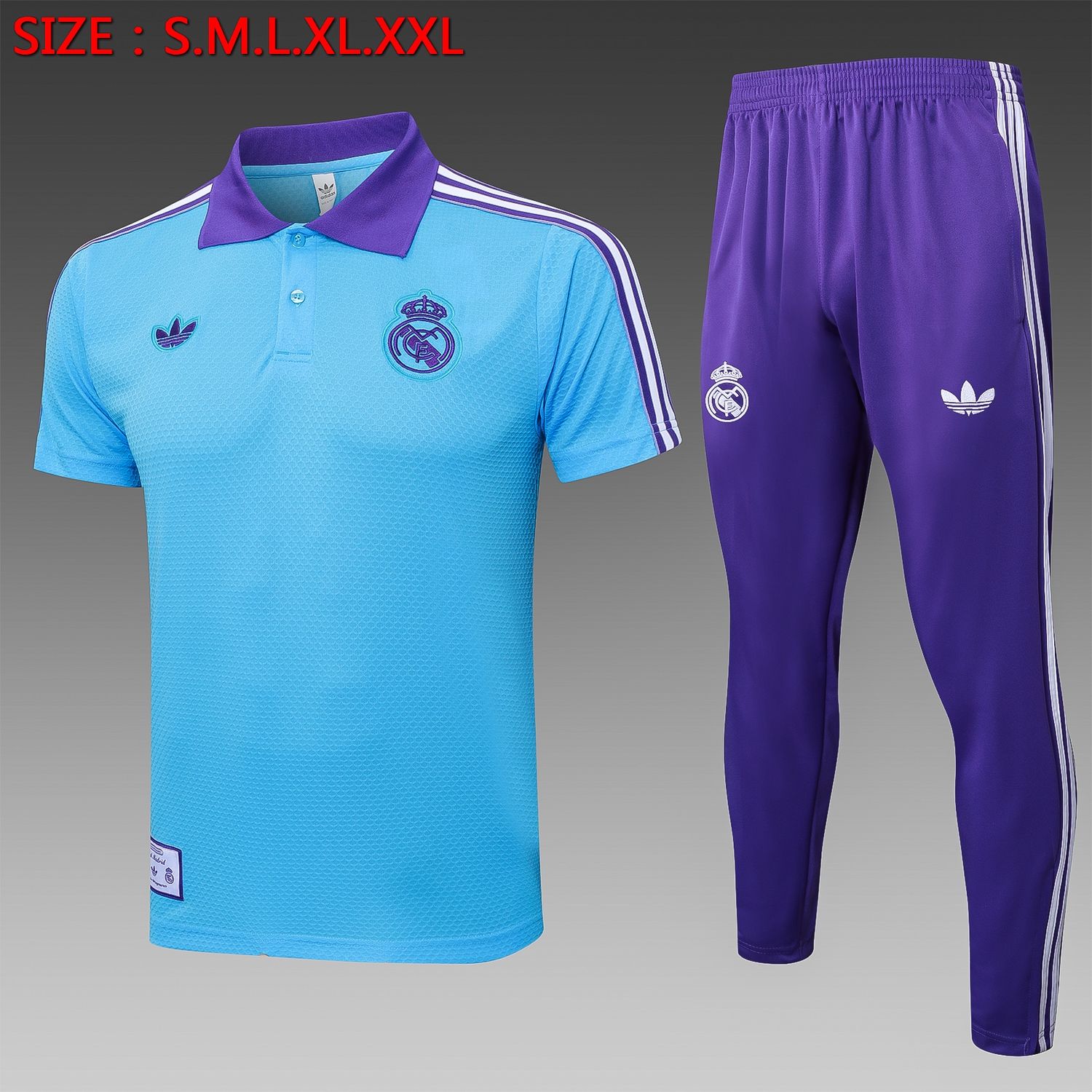 Real Madrid Blue and Purple Short Sleeve Tracksuit Real Madrid Blue and Purple Short Sleeve Tracksuit