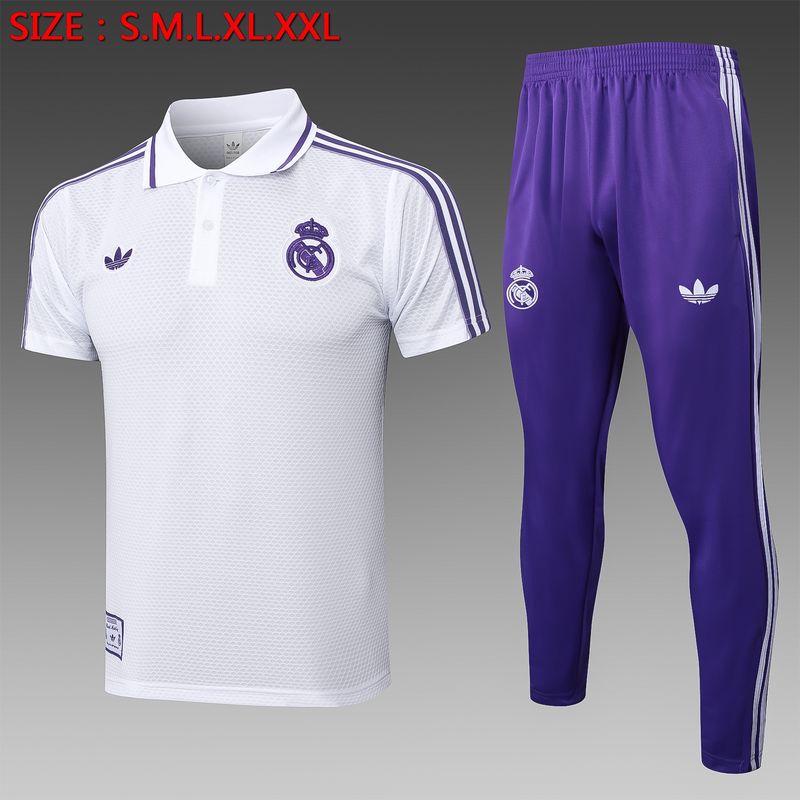 Real Madrid Purple and White Short Sleeve Tracksuit