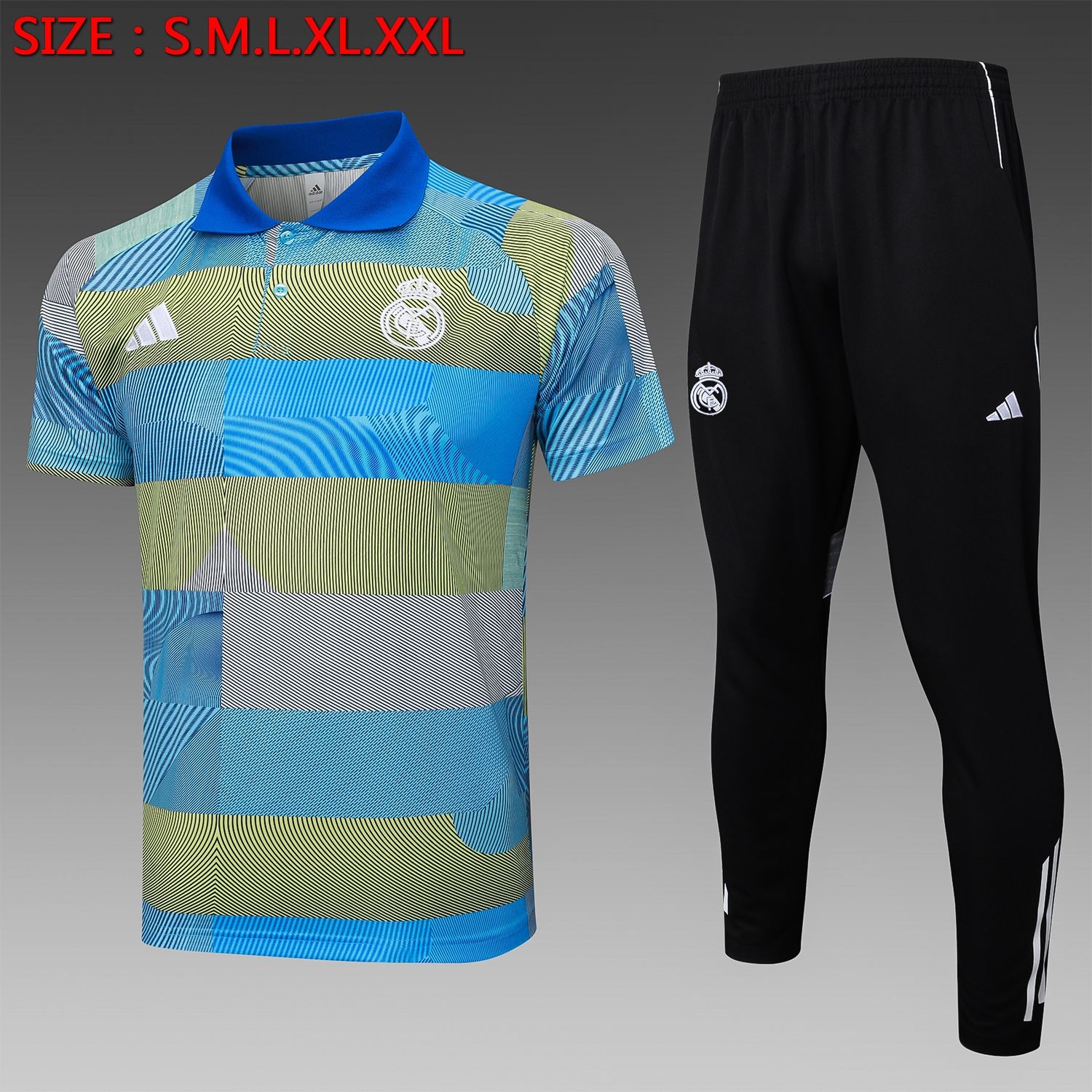 Real Madrid Blue, Green and Black Short Sleeve Tracksuit Real Madrid Blue, Green and Black Short Sleeve Tracksuit