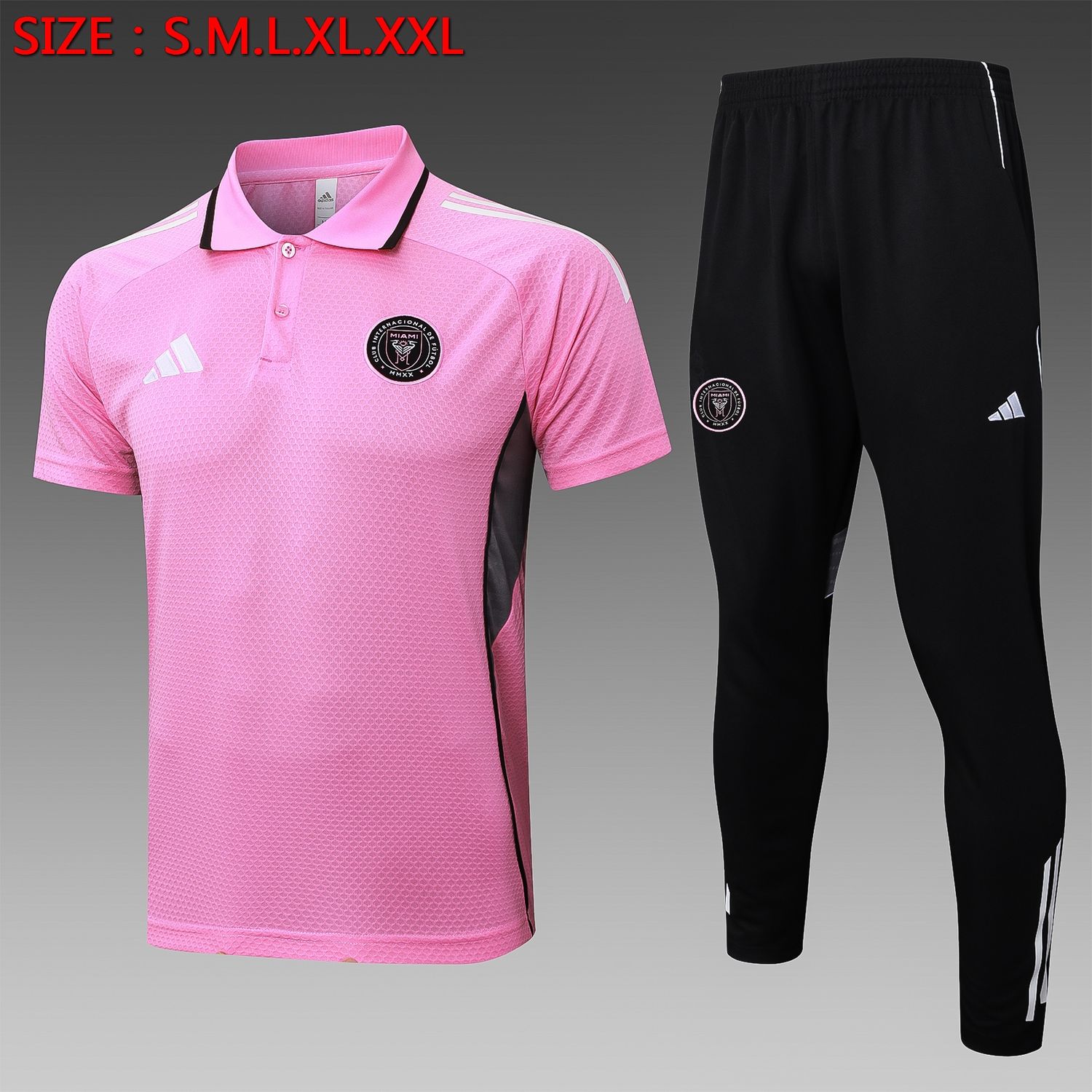 Inter Miami Pink and Black Short Sleeve Tracksuit Inter Miami Pink and Black Short Sleeve Tracksuit