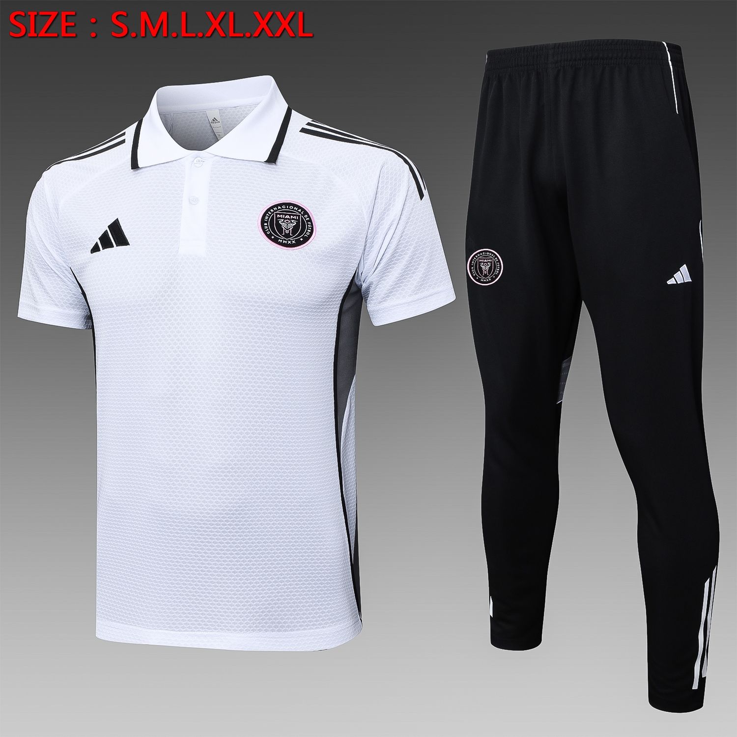 Inter Miami White and Black Short Sleeve Tracksuit Inter Miami White and Black Short Sleeve Tracksuit