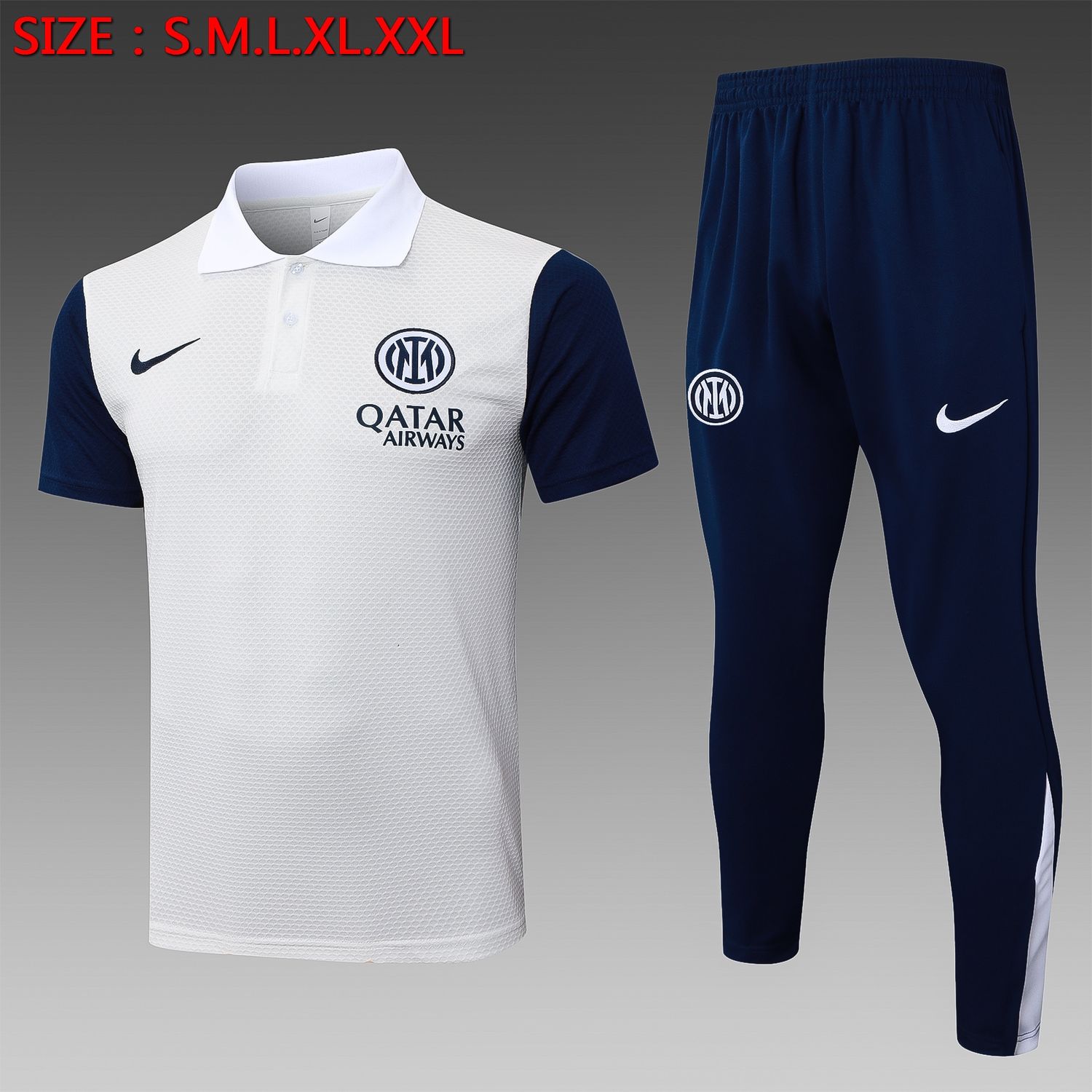 Inter Milan White and Navy Short Sleeve Tracksuit Inter Milan White and Navy Short Sleeve Tracksuit