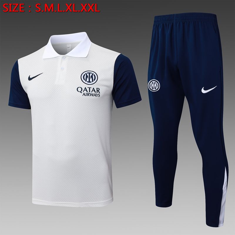 Inter Milan White and Navy Short Sleeve Tracksuit
