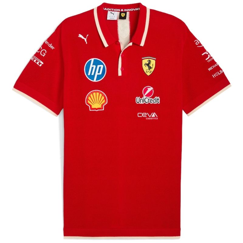 Ferrari Red and White Collar Racing Suit 