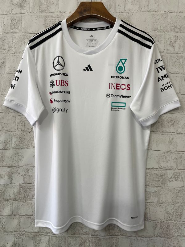 Mercedes White Crew Neck Racing Suit